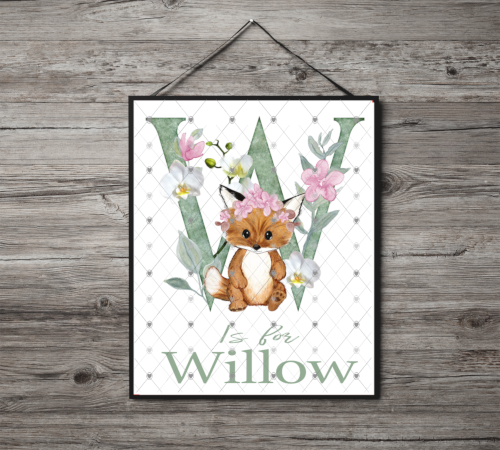 Animal Initial Name Print, Letter W Custom Print, Letter W